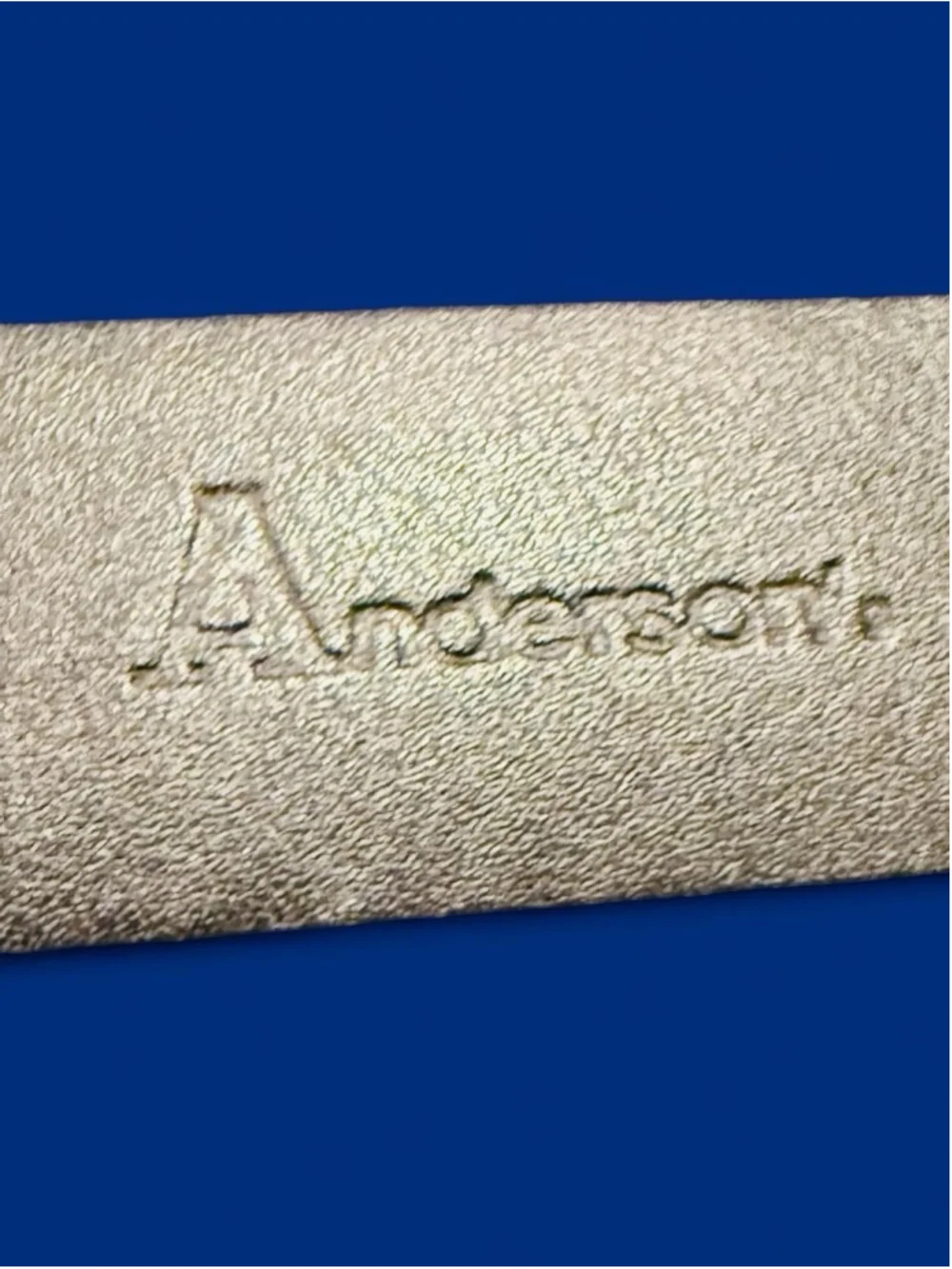 Anderson’s Gray Embossed Calf Leather Belt Made in Italy Solid Brass Size 80